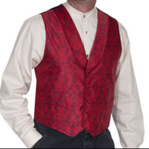 *Sold Scully Red Brocade Steampunk Vest  Large  44